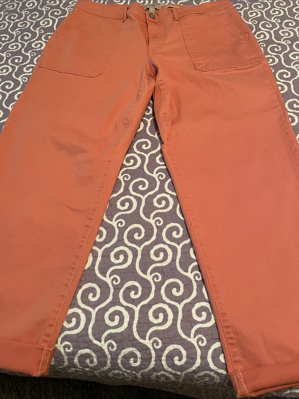 LOGO by Lori Goldstein Straight-Leg Pants in Rust Orange